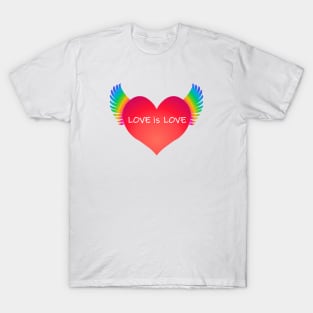 Love Is Love: Rainbow-Winged Heart T-Shirt